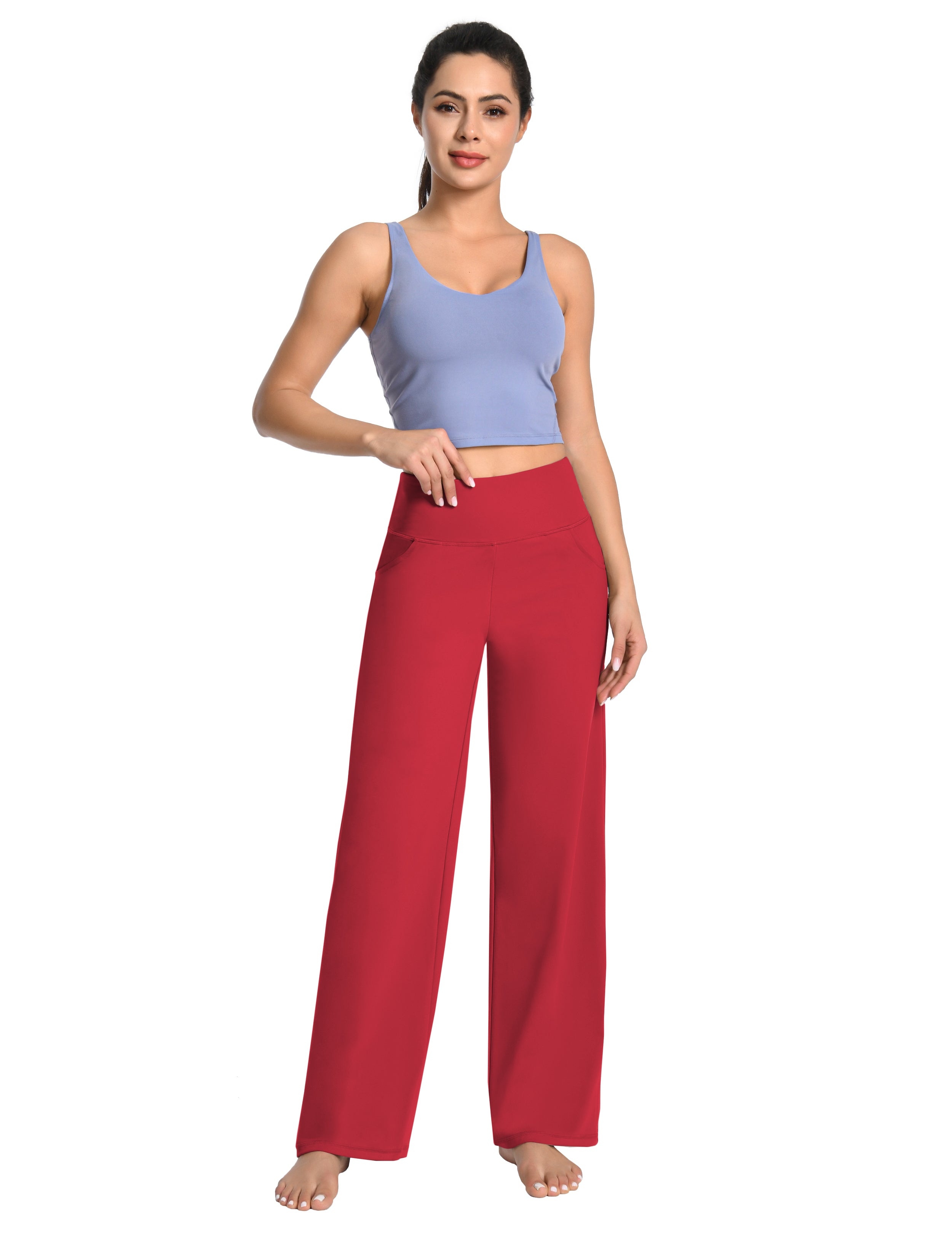 Wide-Leg Yoga Pants in Scarlet — The Shower Guest Edit style look